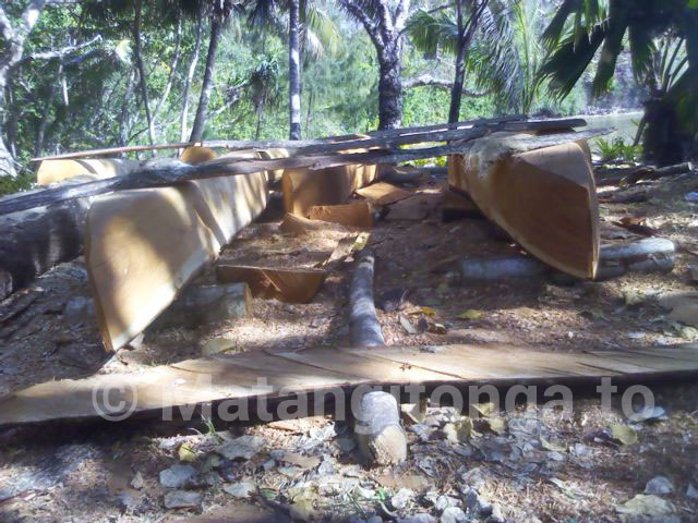 Canoe building at Tu'anekivale, Vava'u.