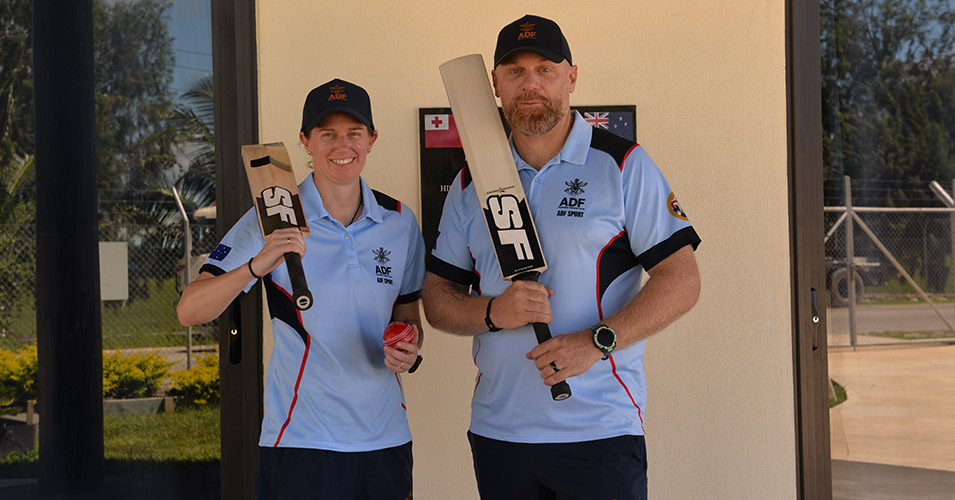 ADF sports program wraps up in Tonga with cricket session at naval base