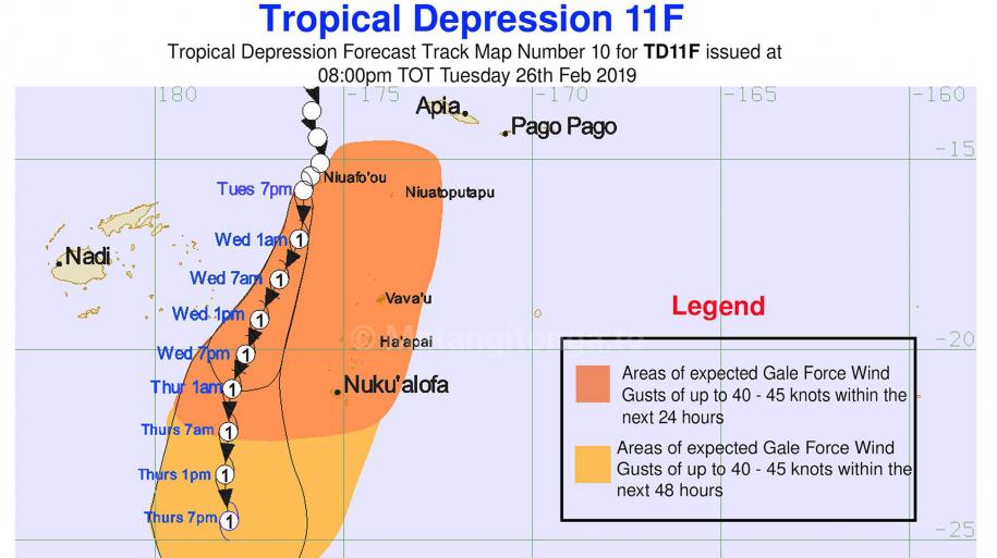 TD11F tropical cyclone warning for Tonga | Matangitonga